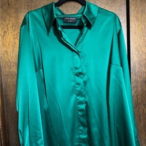 Lane Bryant Emerald Green Satin Blouse